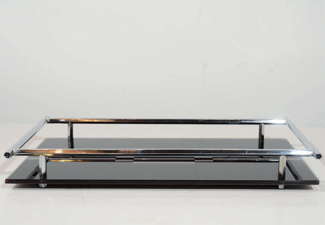 20th Century Art Deco Jazz Age Reverse silvered and Vitrolite Tray