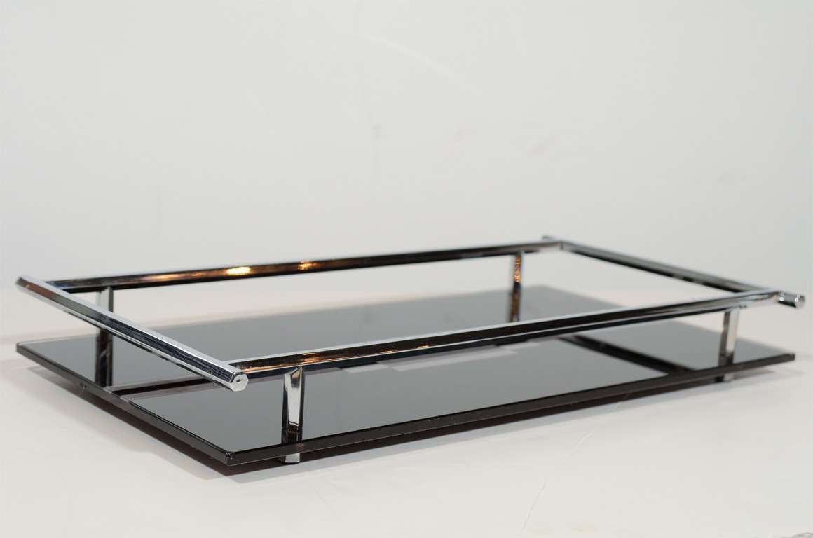 Art Deco Jazz Age Reverse silvered and Vitrolite Tray 2