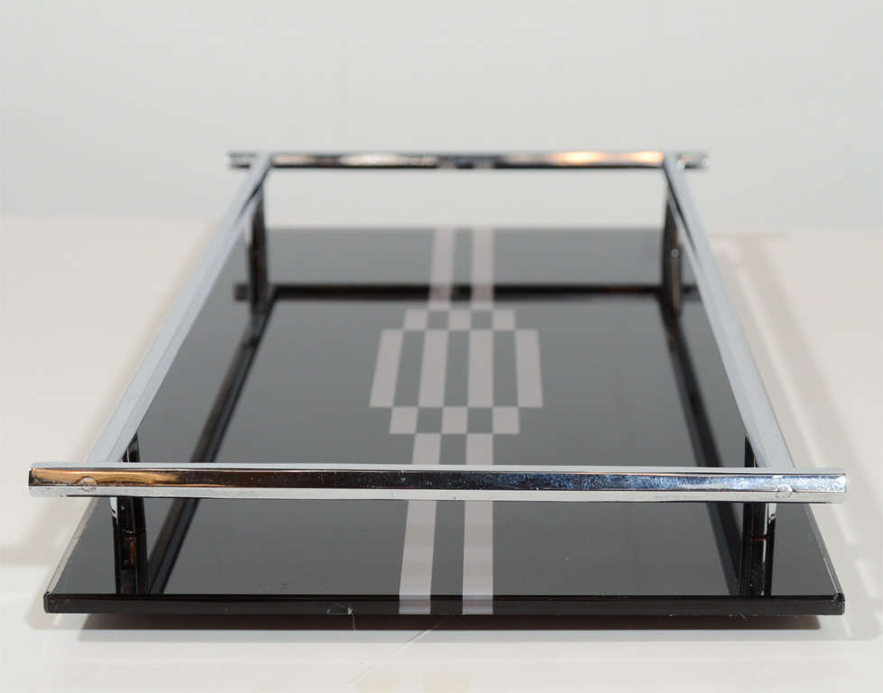 Art Deco Jazz Age Reverse silvered and Vitrolite Tray 4