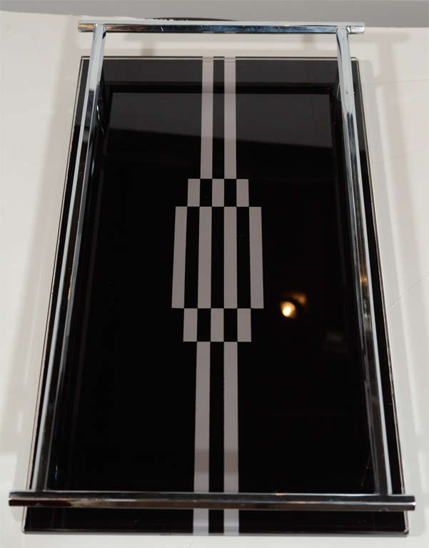 Art Deco Jazz Age Reverse silvered and Vitrolite Tray 6