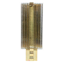 Stunning Art Deco Brass and textured Glass Uplight