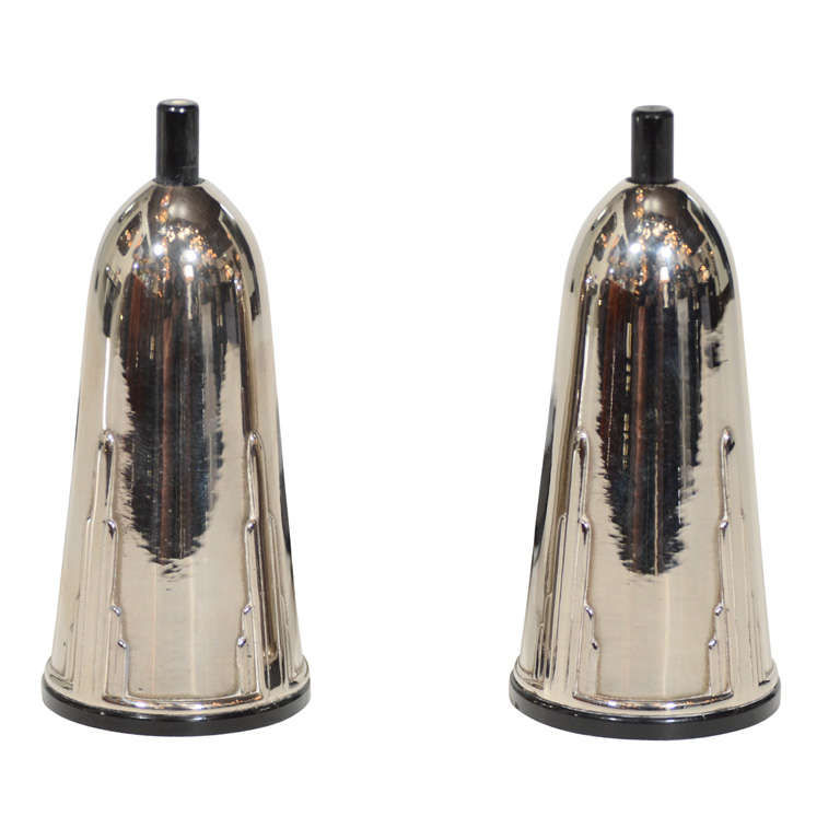 Pair of Art Deco Skyscraper Style Salt/Pepper Shakers