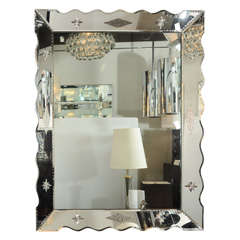 Outstanding Reversed, Etched and Beveled Directoire Style Mirror