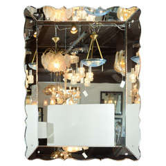 Glamorous 1940's Hollywood Mirror with Chain Beveled Detailing