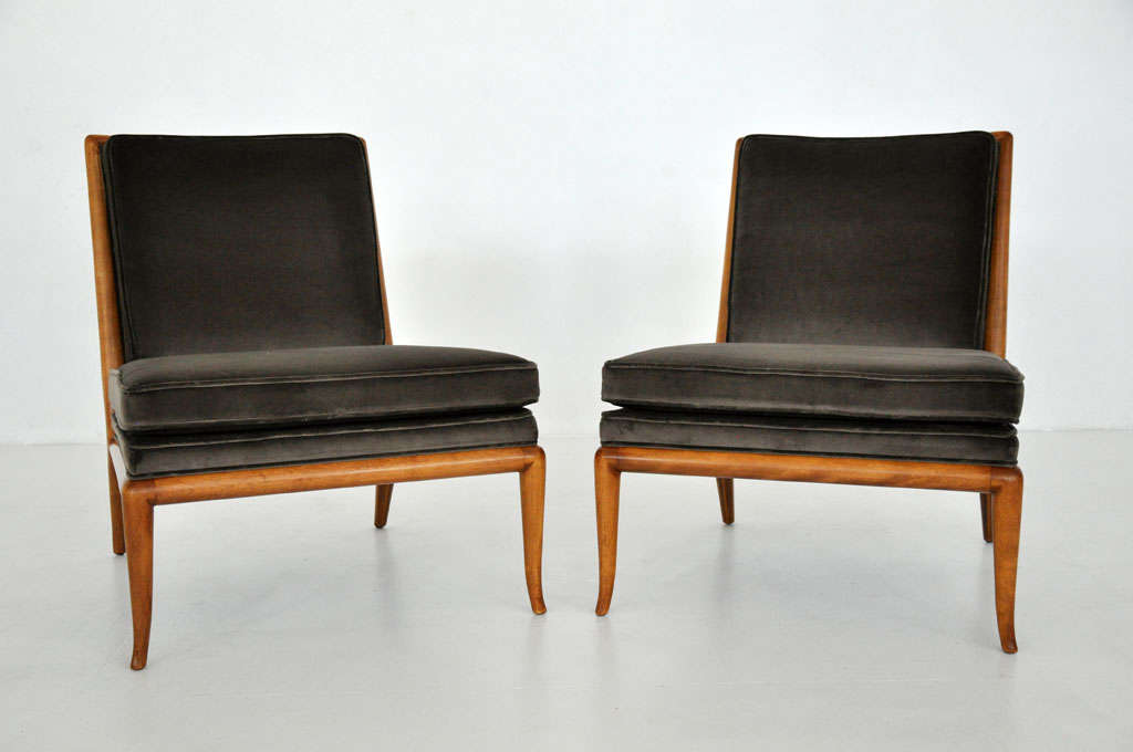 T.H. Robsjohn-Gibbings pair lounge chairs