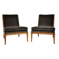 T.H. Robsjohn-Gibbings pair lounge chairs