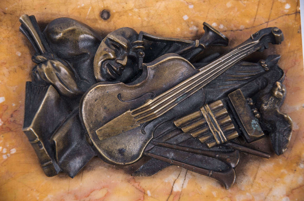 French Allegory of Music Bronze and Marble Relief