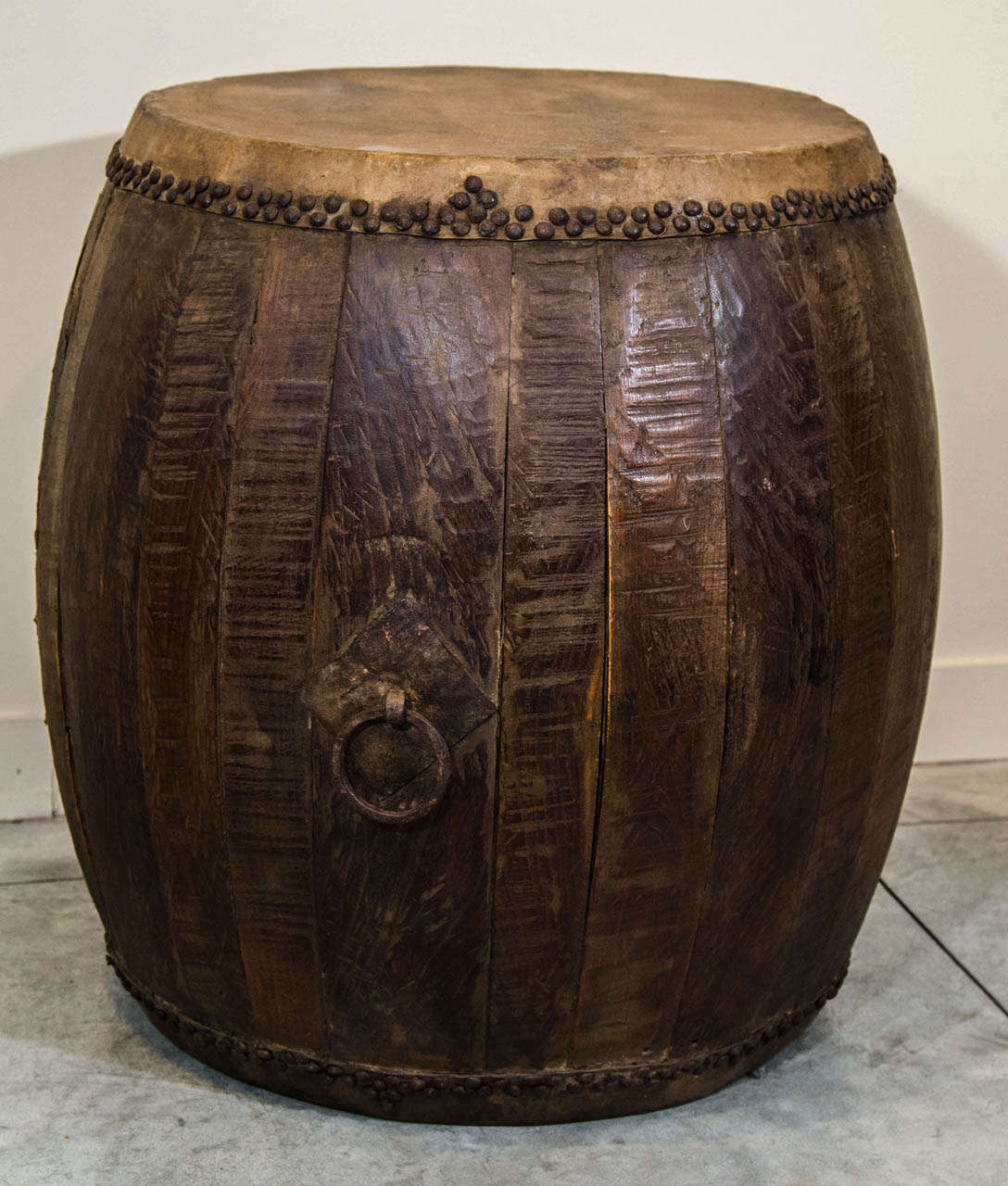 19th Century Large Weathered Drum circa 1850