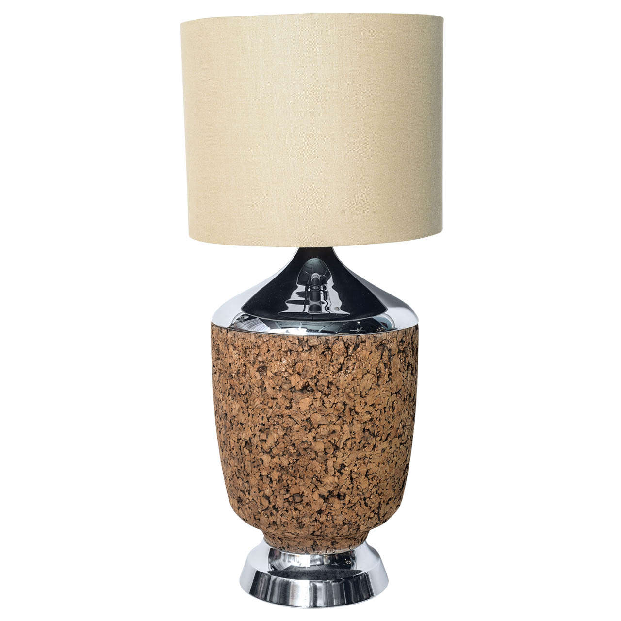 Cork and Chrome Table Lamp For Sale