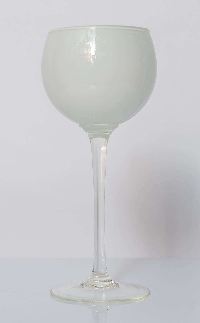 Mid-20th Century Set of Ten 1960s Carlo Moretti White and Clear Cased Wine Goblets