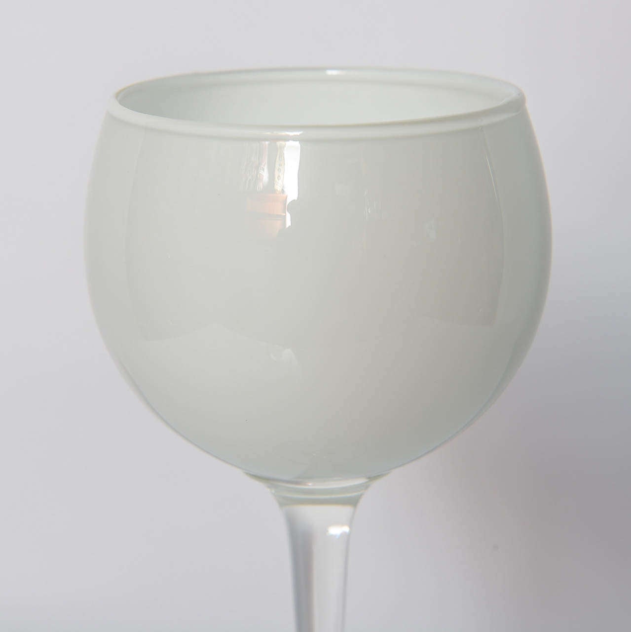 Set of Ten 1960s Carlo Moretti White and Clear Cased Wine Goblets 1