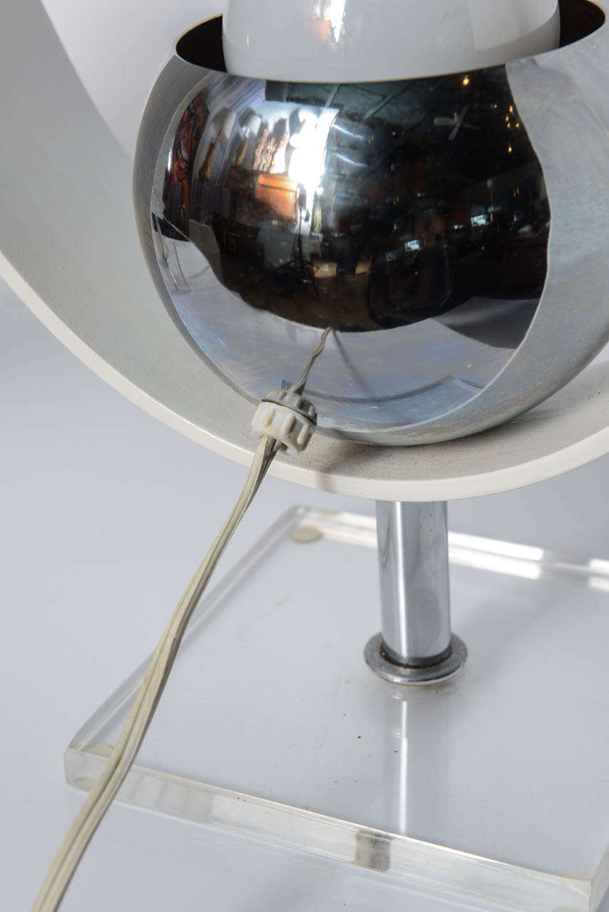 Mid-20th Century 1960s Modernist Robert Sonneman Style Wood and Chrome Eyeball Table Lamps