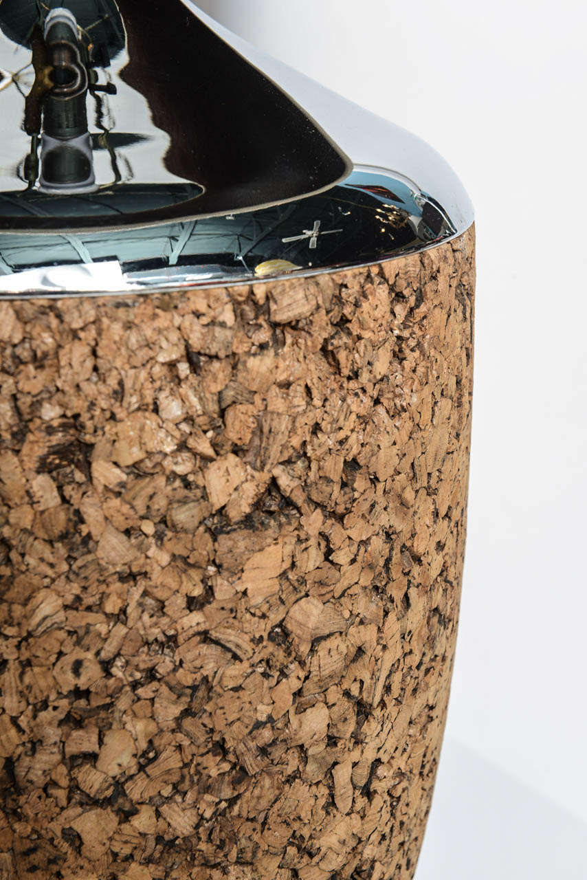 Cork and Chrome Table Lamp For Sale at 1stDibs