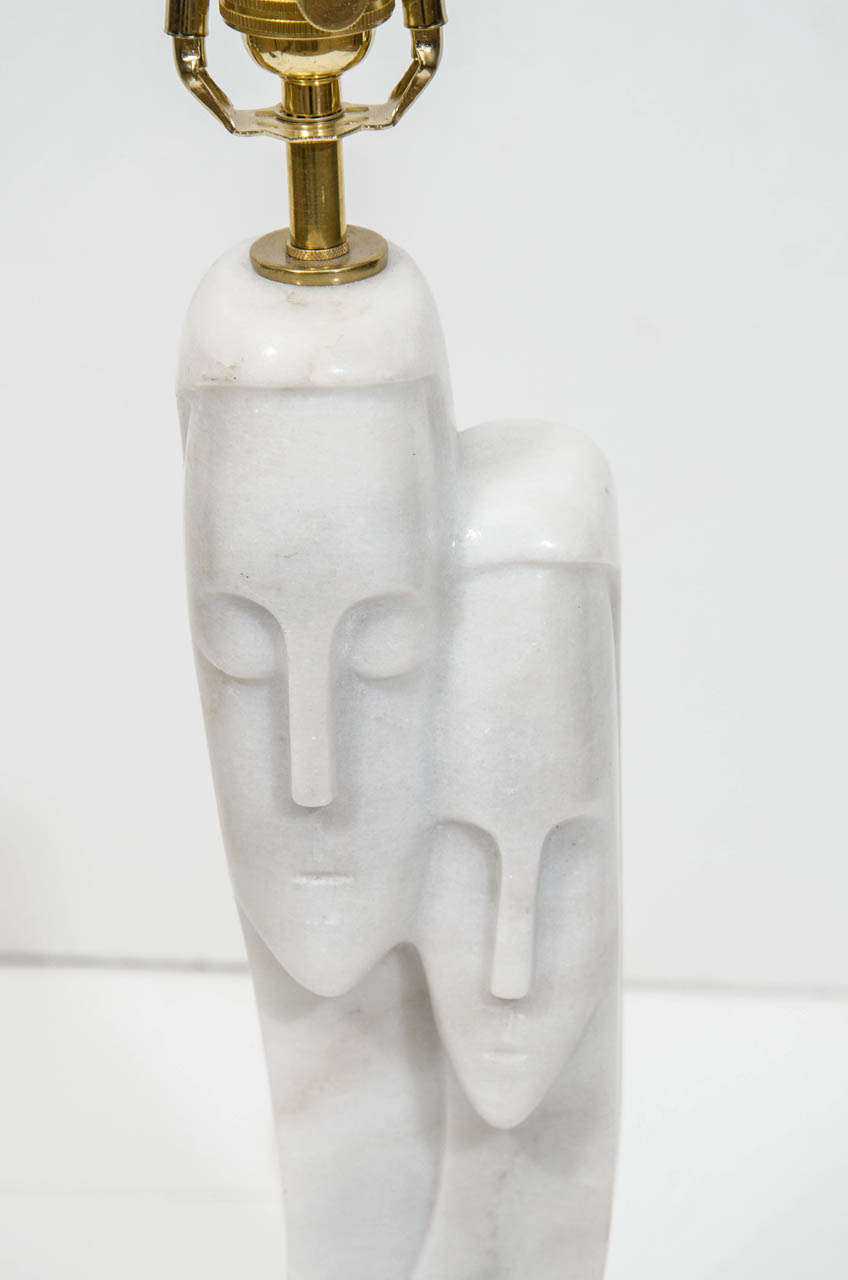 Italian Deco Marble Figural Lamp