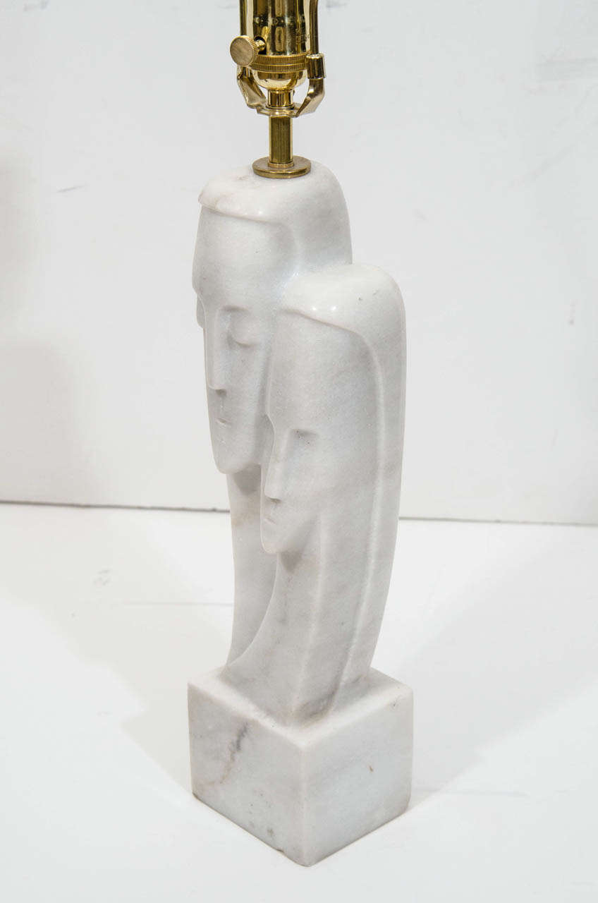 20th Century Deco Marble Figural Lamp