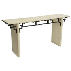An American Modern Shagreen & Bronze Console Table by Maitland Smith