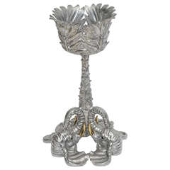 Vintage Rare Pewter and Brass Elephant Plant Stand by Arthur Court