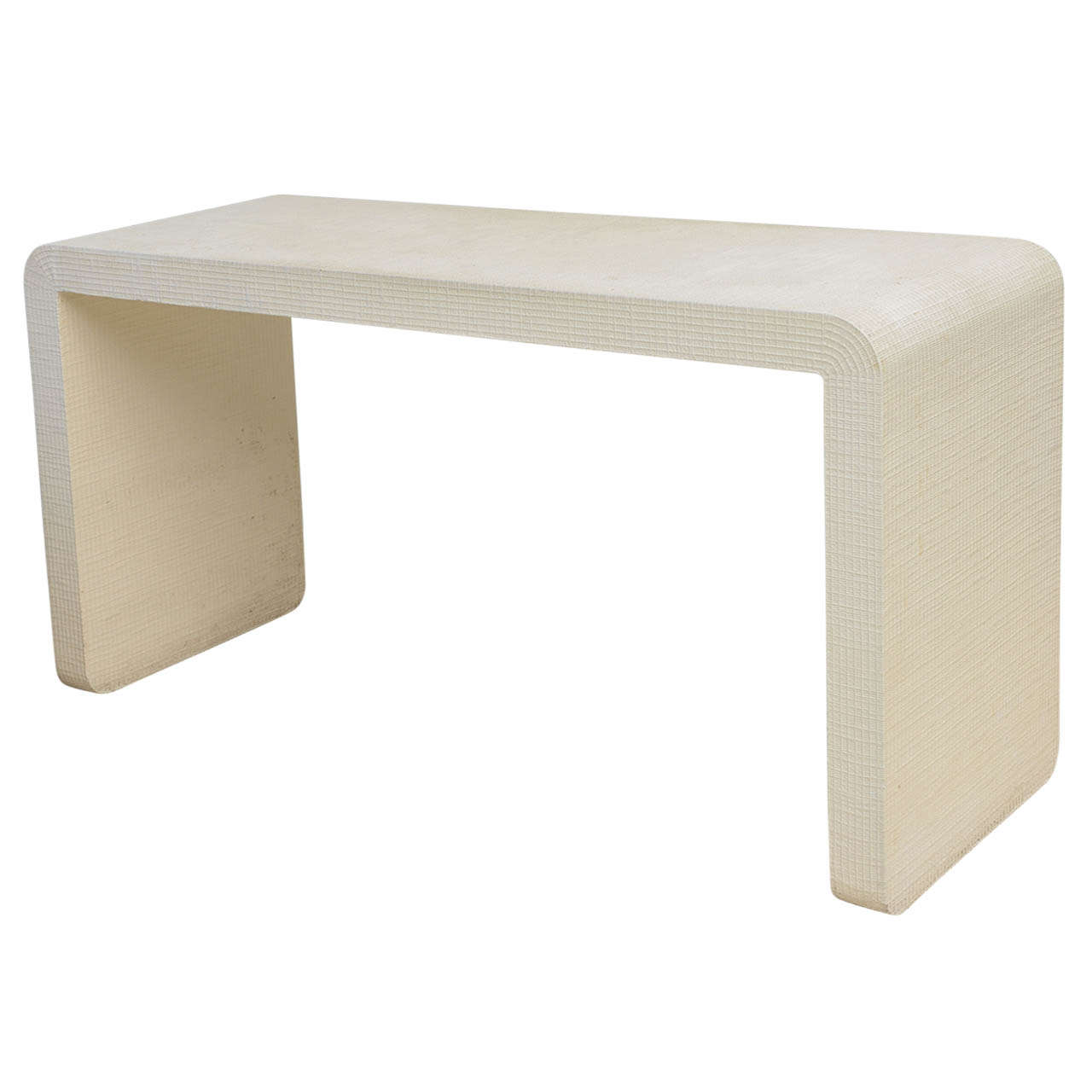 An American Modern White Murano Linen " Waterfall" Console Table, Karl  Springer at 1stDibs | waterfall console table white, round edge console  table, lopp curved console table