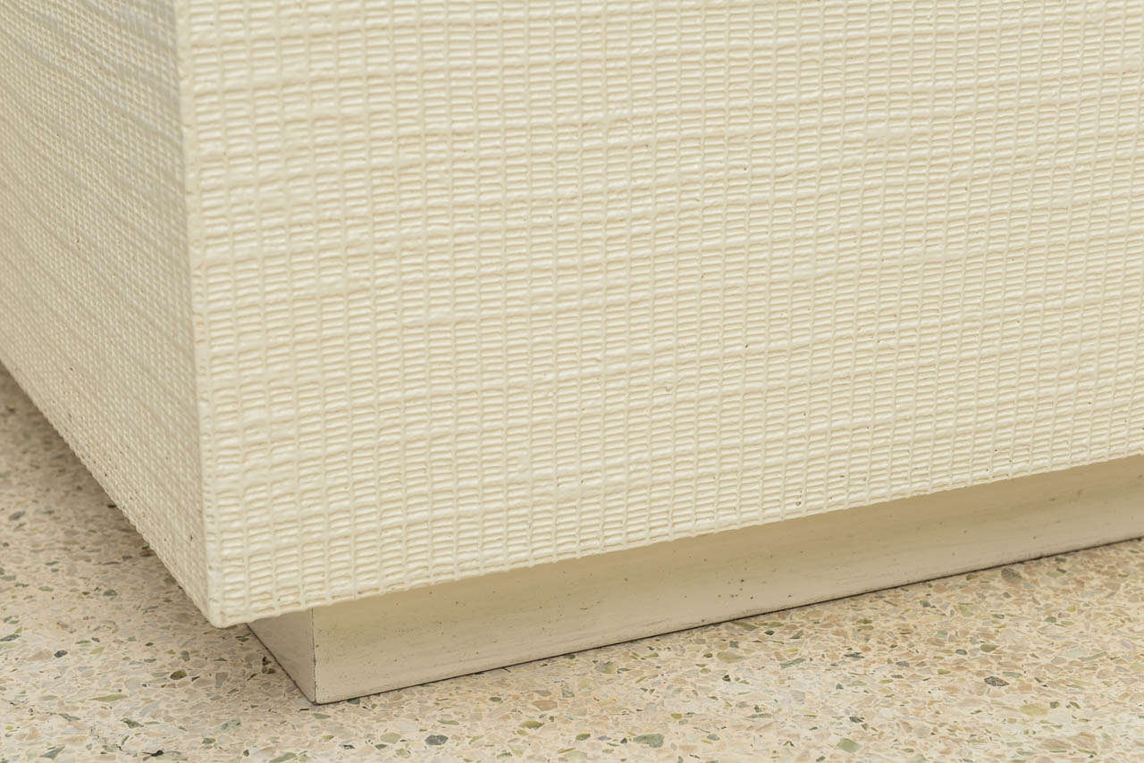 An American Modern White Murano Linen Low Table, Karl Springer 2