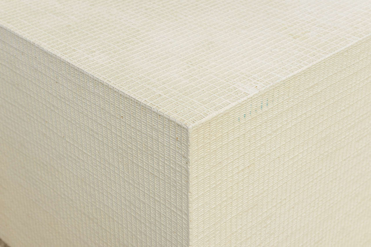 An American Modern White Murano Linen Low Table, Karl Springer 3