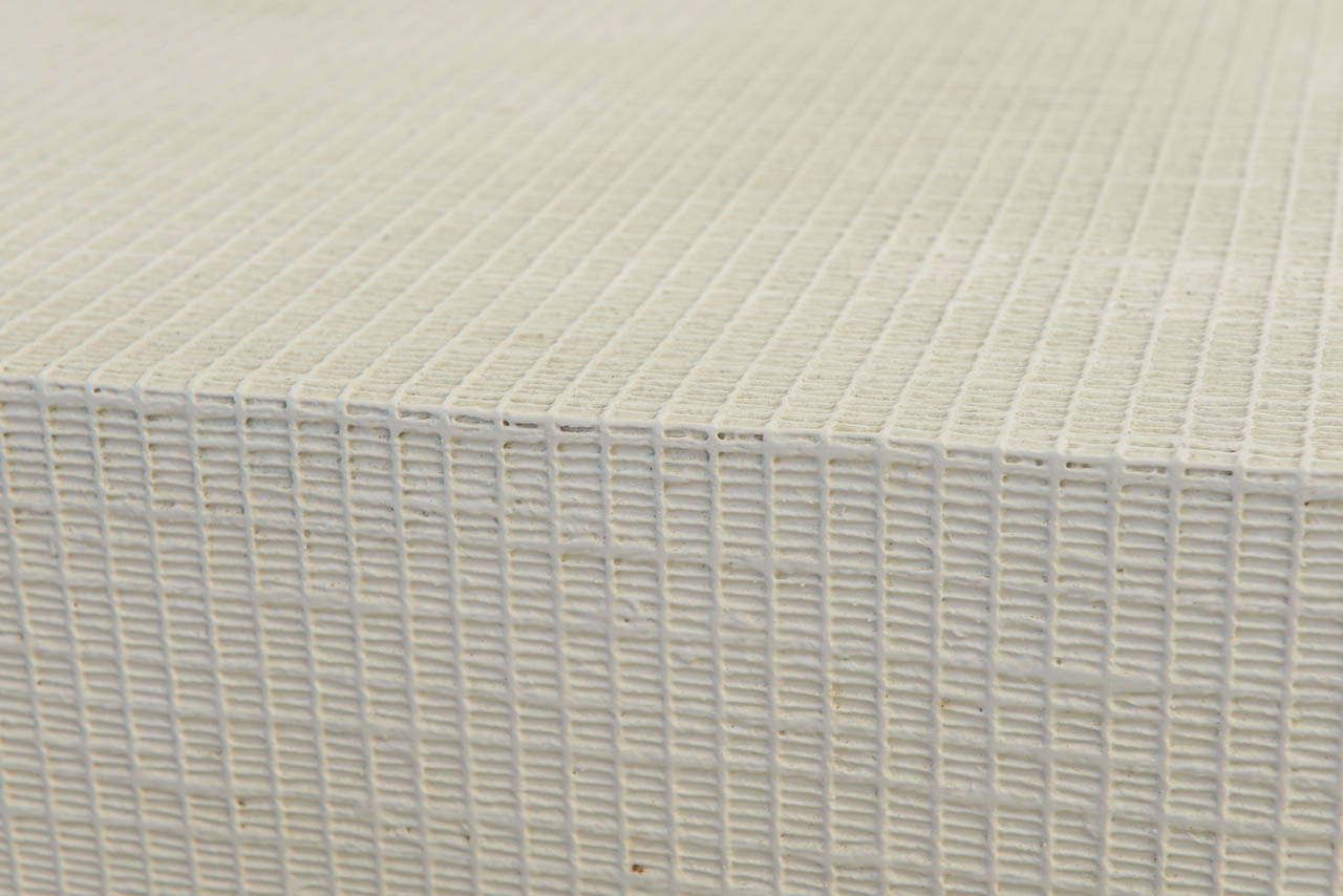 An American Modern White Murano Linen Low Table, Karl Springer 4