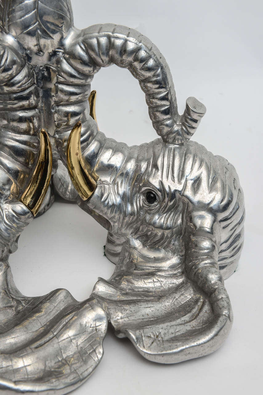 Rare Pewter and Brass Elephant Plant Stand by Arthur Court at 1stDibs