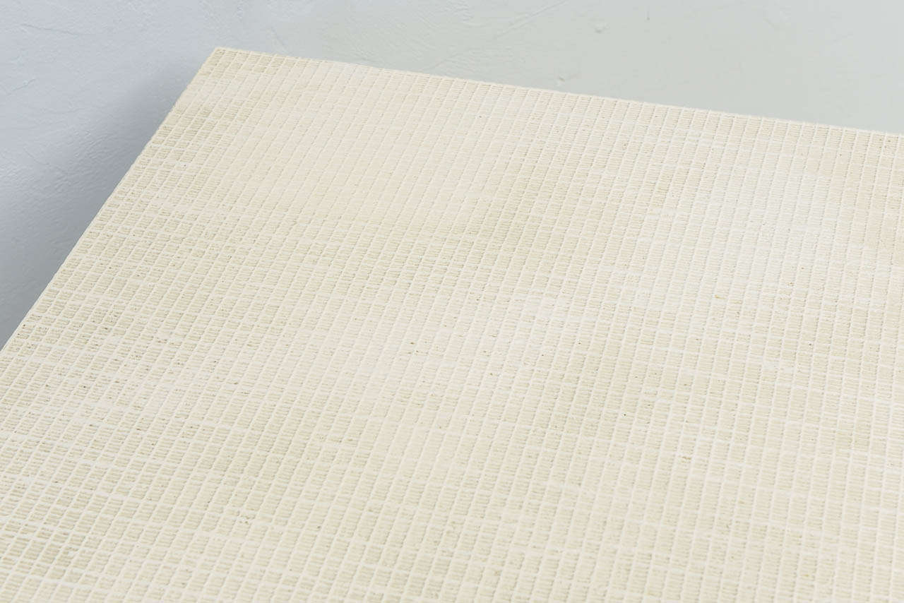 An American Modern White Murano Linen Low Table,Karl Springer at 1stDibs