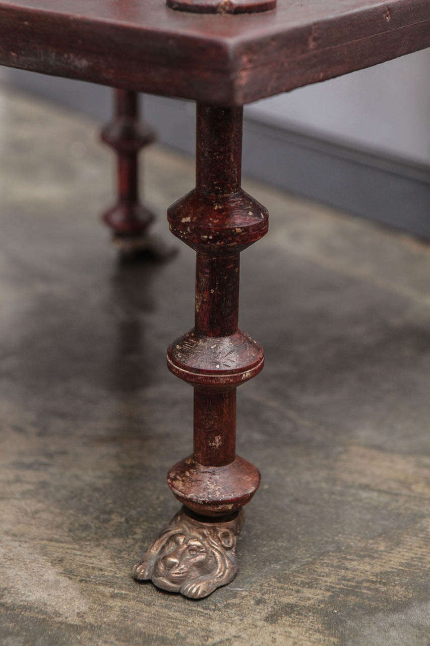 Brass 19th Century Victorian Pine Spool Table