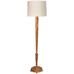 Antique 1920's  Tall Floor Lamp W/ Linen Shade