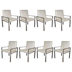 Set of Eight 1970s Aluminium Framed Dining Chairs