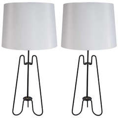 Royere Style Mid-Century Iron Table Lamps