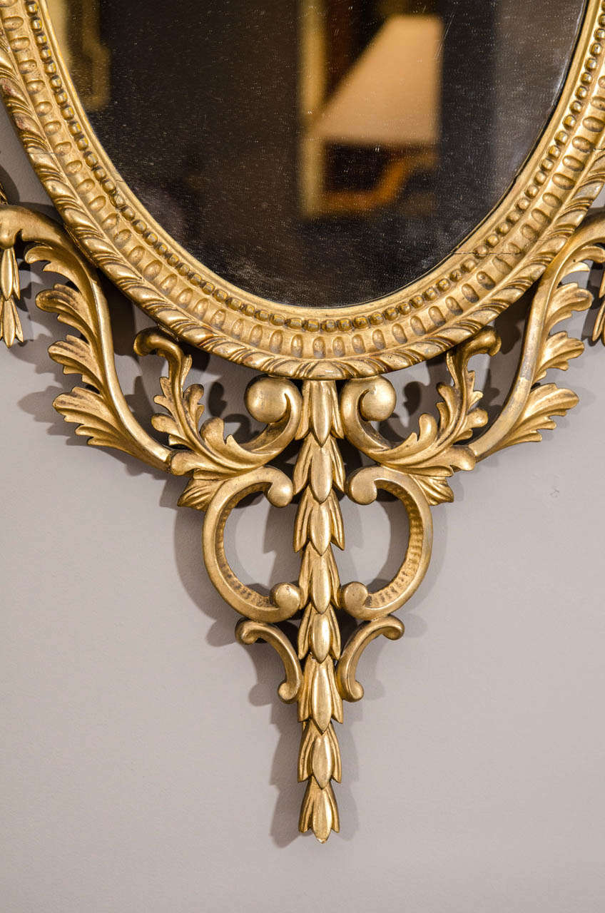 Pair of Late 19th Century English Adam Style Gilt Oval Mirrors For Sale 2