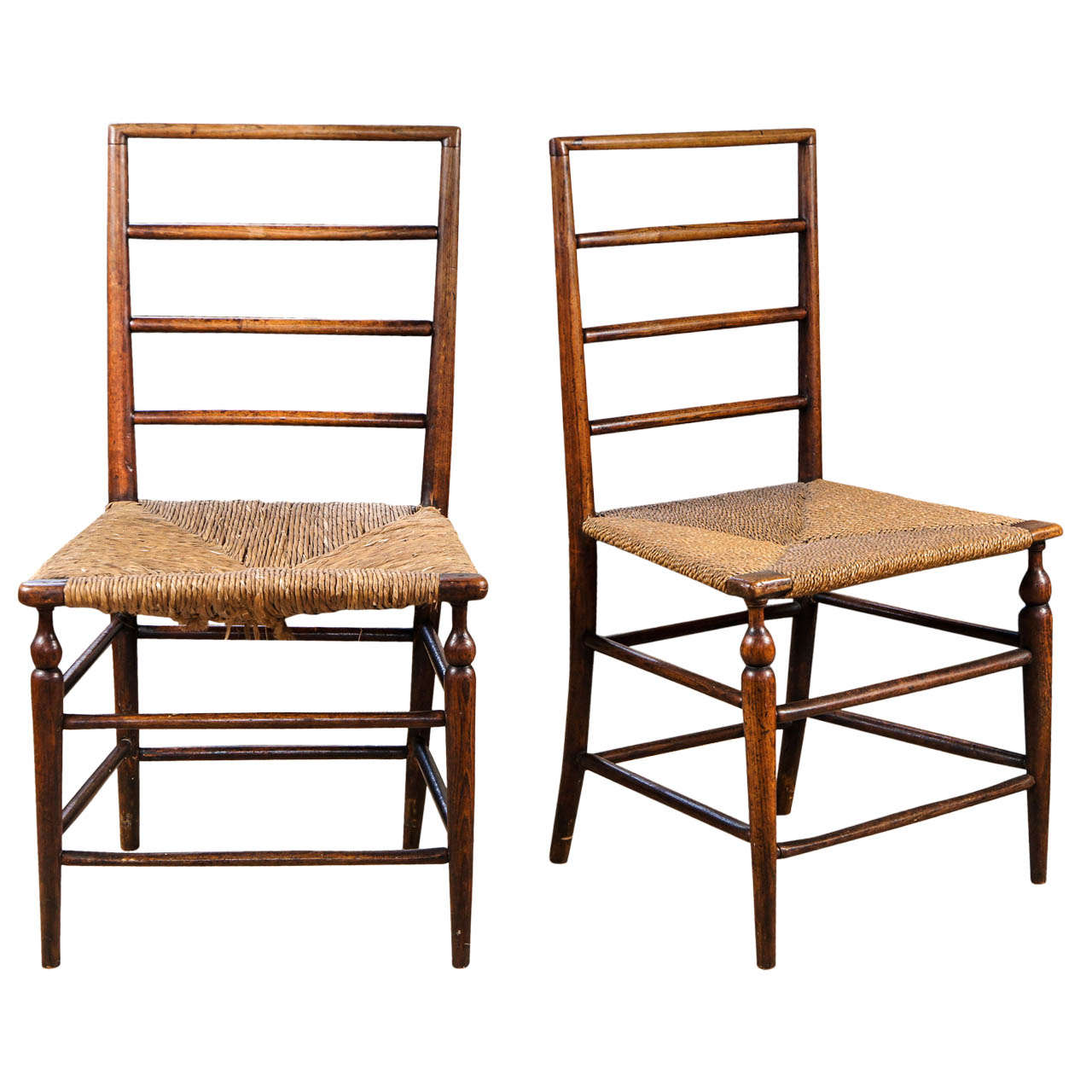 Set of Four English Elm Side Chairs For Sale
