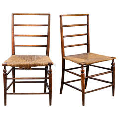 Set of Four English Elm Side Chairs