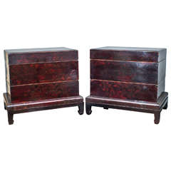 Pair of Rare Chinese Chests on Stand, circa 1870