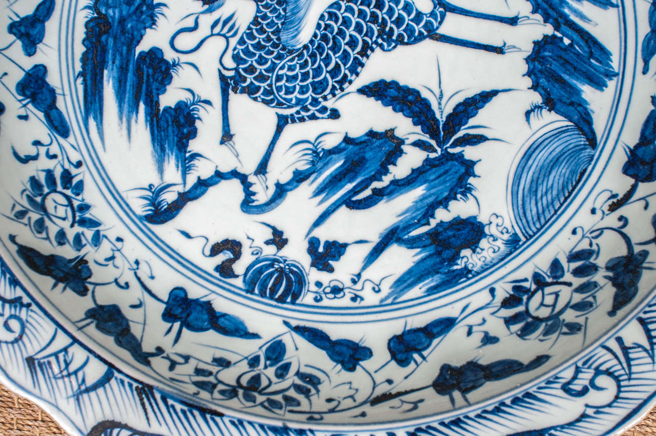 Monumental Blue and White Chinese Porcelain Charger 2
