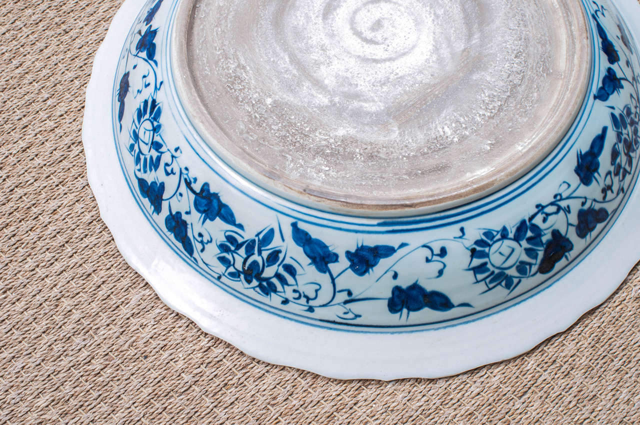 Monumental Blue and White Chinese Porcelain Charger 4