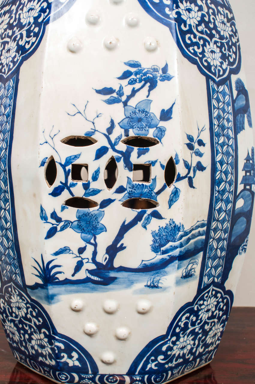 Pair of Blue and White Chinese Porcelain Garden Seats In Excellent Condition In Washington, DC