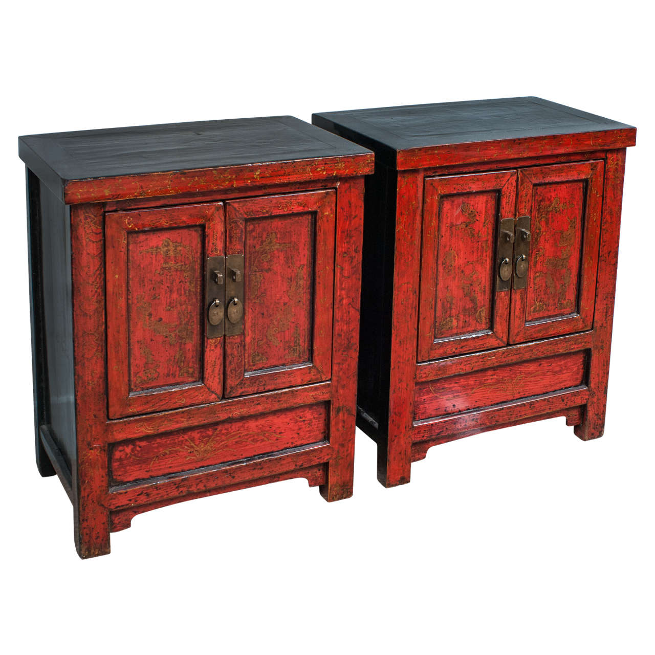 Pair of Chinese Red Lacquer Chests, 19th Century
