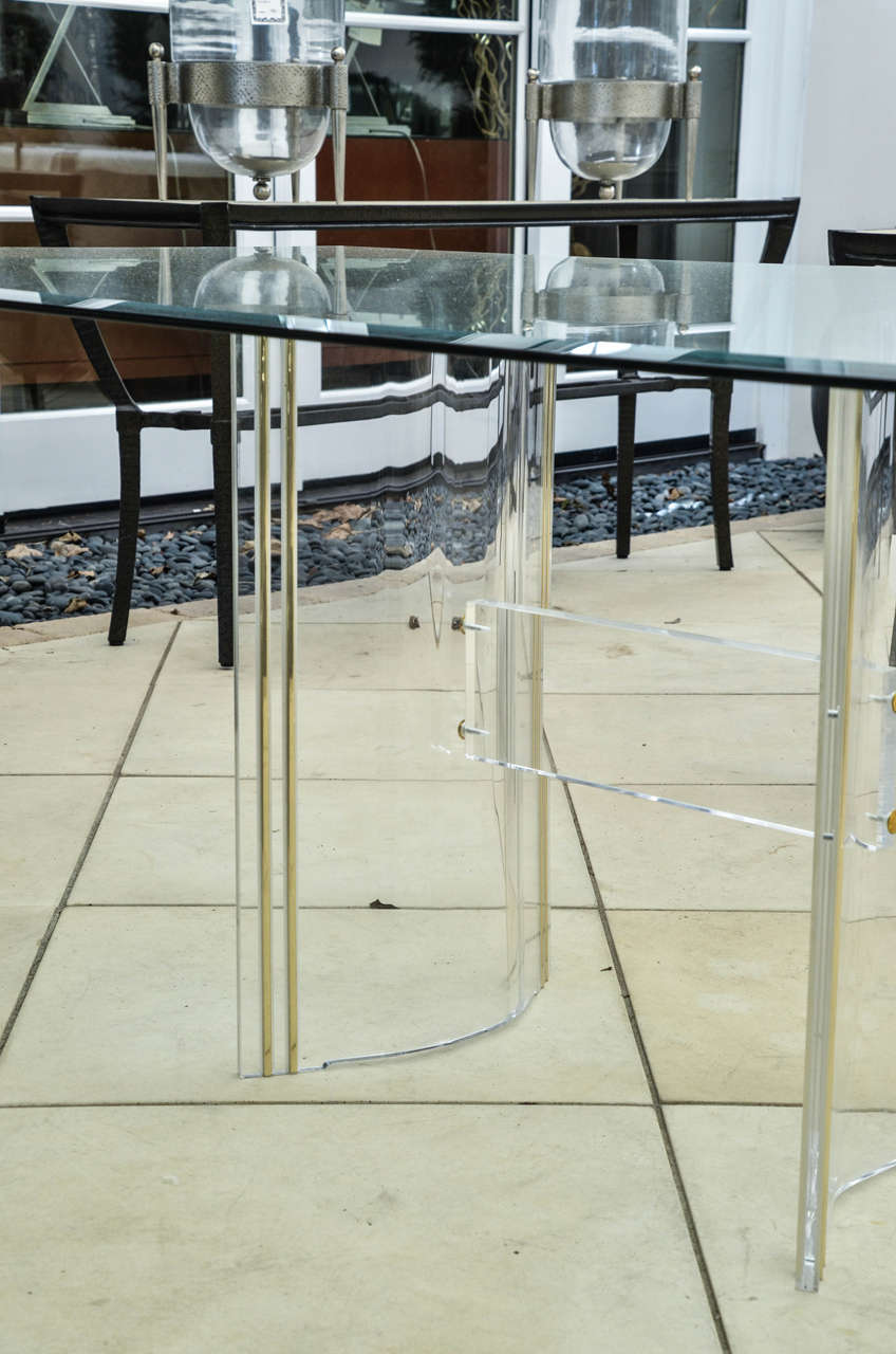 Mid-Century Modern Mid Century Glass-Top Dining Table with Lucite Base