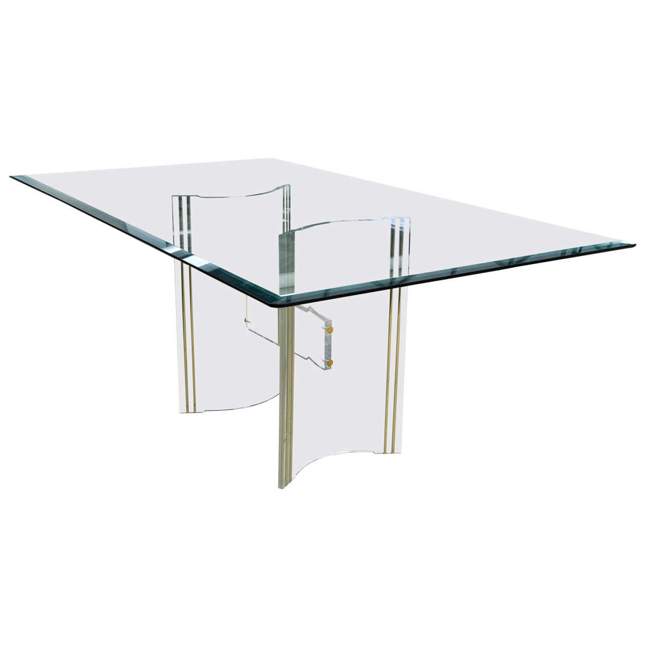 Mid Century Glass-Top Dining Table with Lucite Base