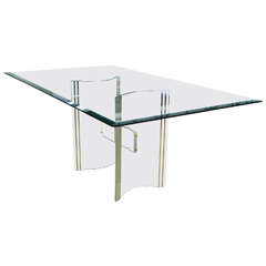 Mid Century Glass-Top Dining Table with Lucite Base