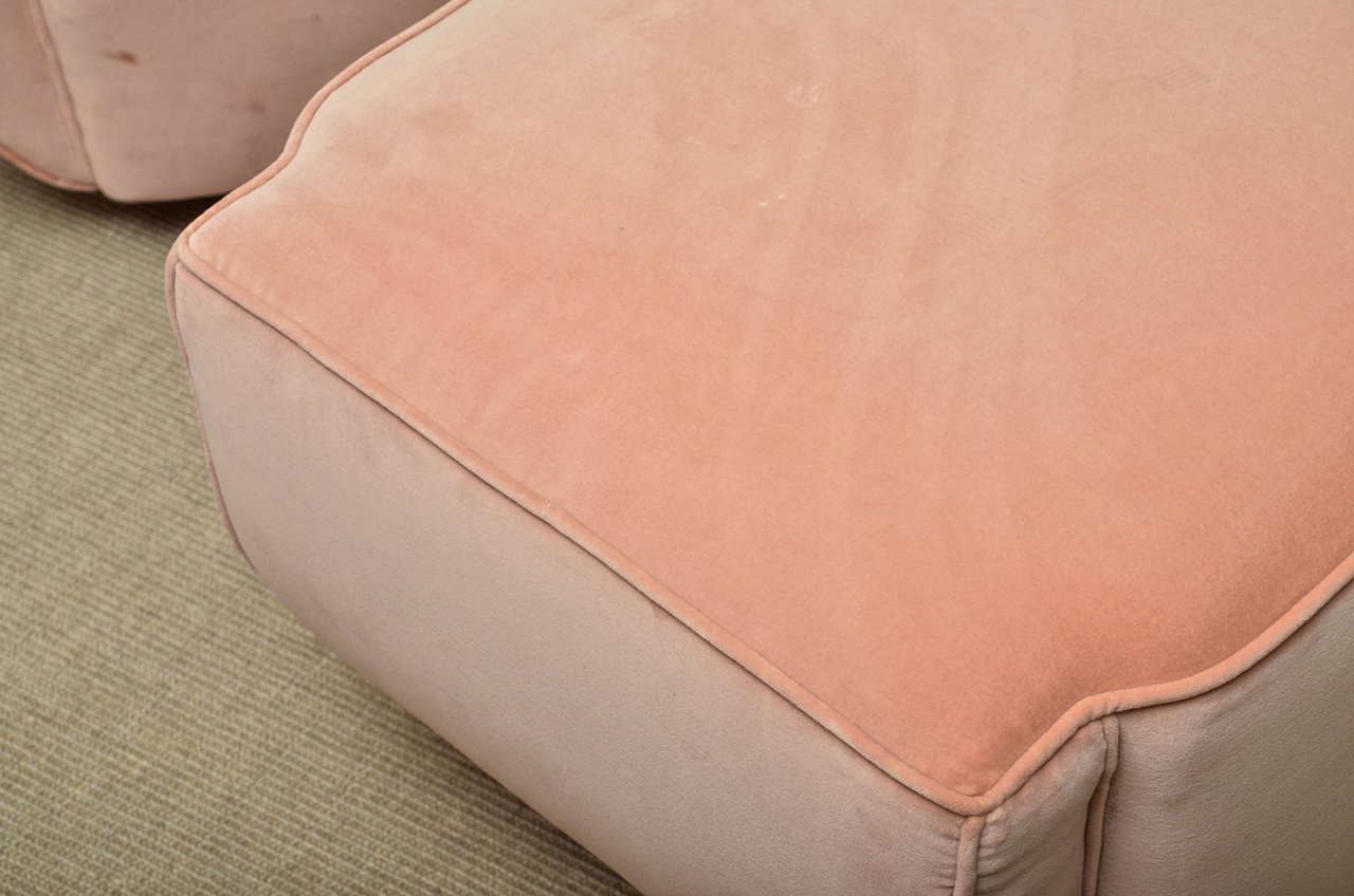 Deco Style Club Chair and Ottoman Upholstered in Apricot Velveteen 4