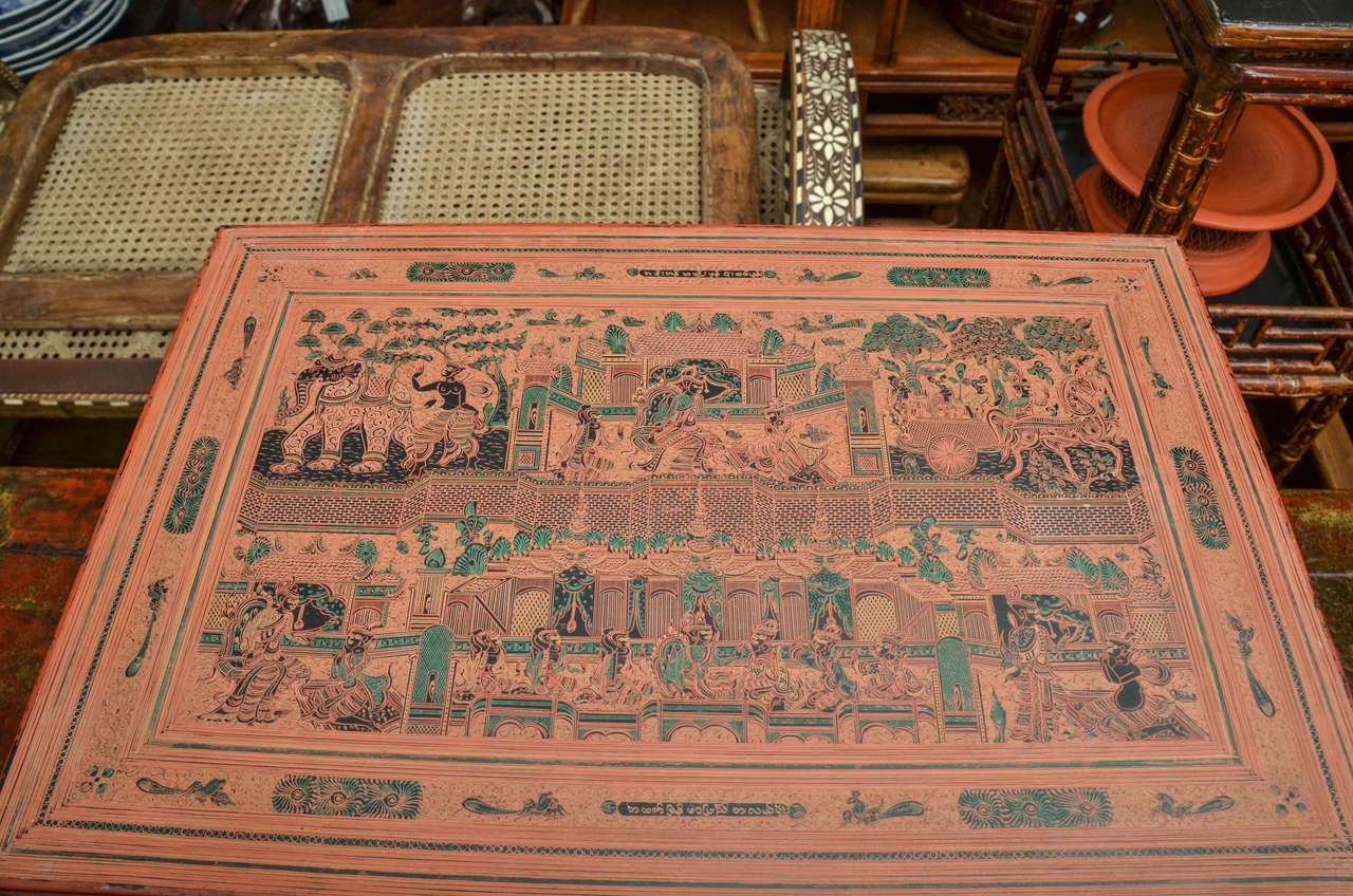 Late 19th Century Thai Lacquered Footed Document Box For Sale 2
