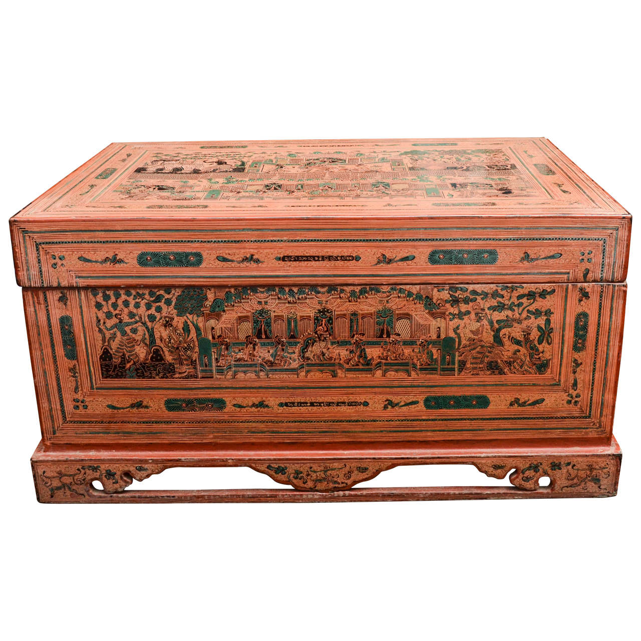 Late 19th Century Thai Lacquered Footed Document Box For Sale