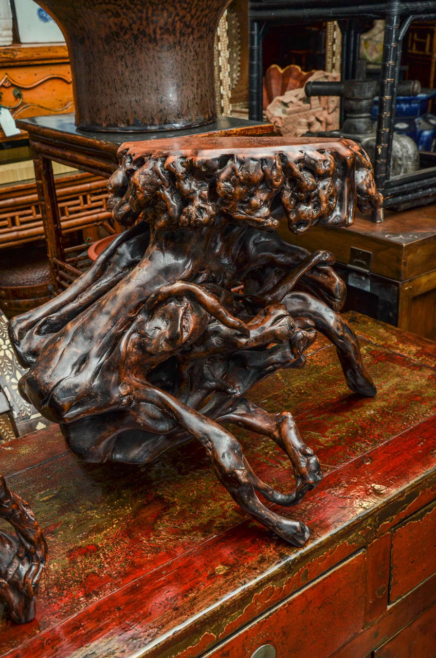 Turn of the Century Qing Dynasty Southern Elm Root Stool In Excellent Condition For Sale In East Hampton, NY