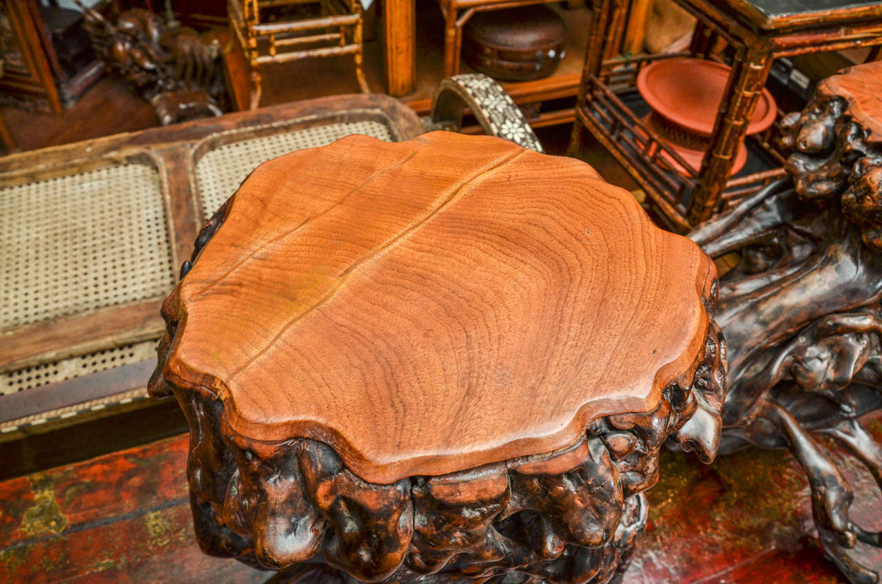 Late 19th Century Turn of the Century Qing Dynasty Southern Elm Root Stool For Sale