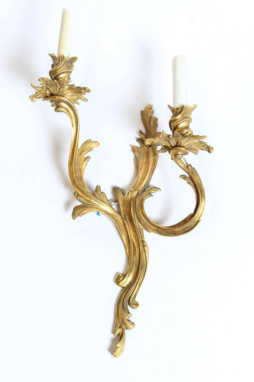 Set of Four Bronze Dore Sconces