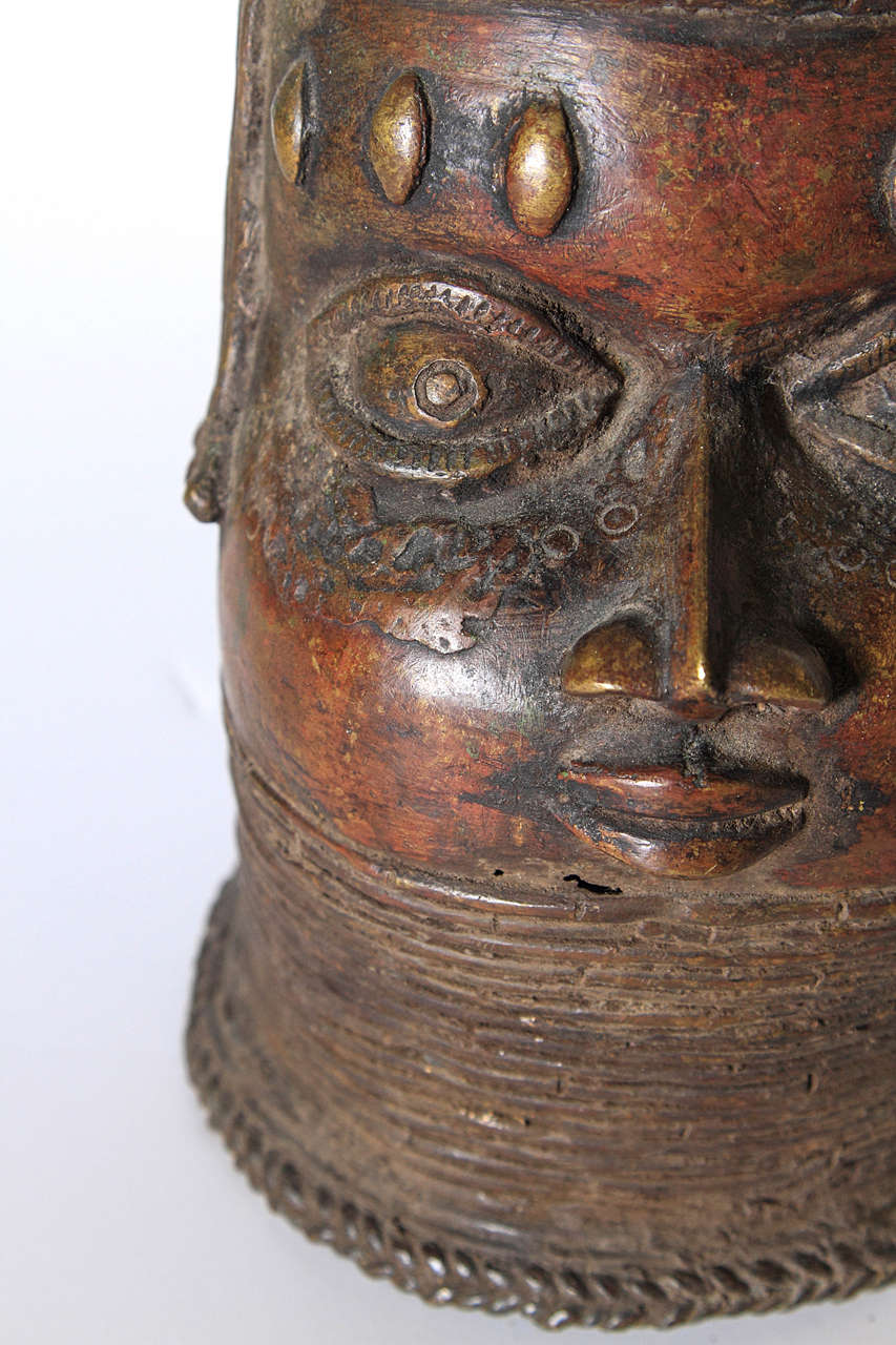20th Century Memorial Cast Bronze Head, Benin