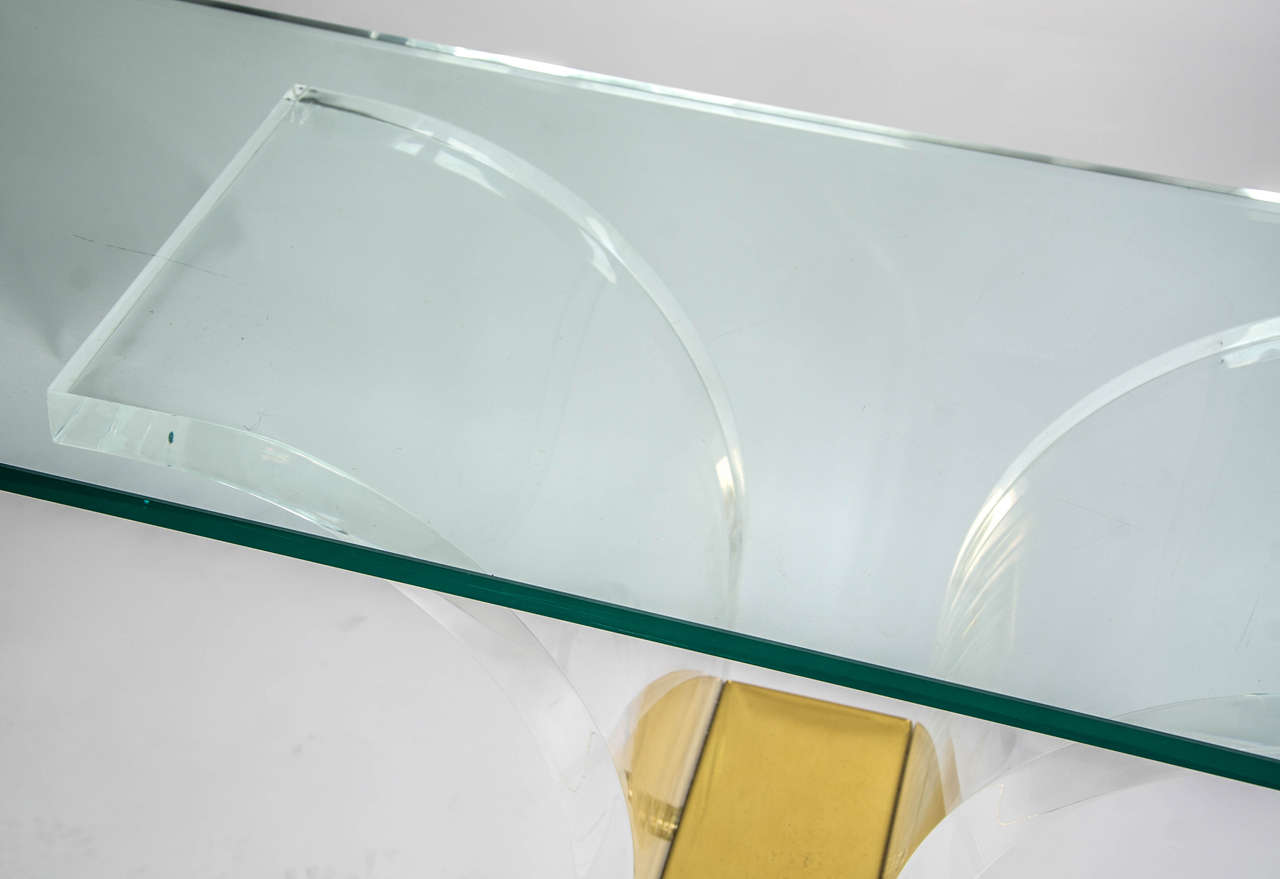 Brass and Lucite Console Table, France, 1970s In Good Condition In London, GB